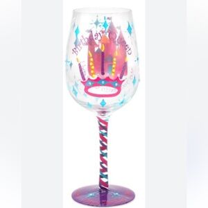 Top Shelf Festive Birthday Wine Glass - Multicolor Celebration Design